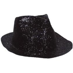 Borsalinohoed Plastic Glitter Zwart | | Gangsterhoed | Glitter zwart | Glitter hoed | maffia
